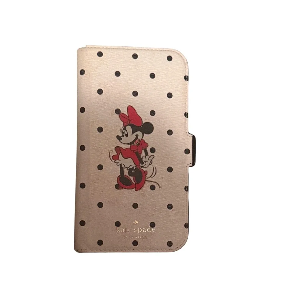 Kate Spade Disney Minnie Mouse Folio iPhone Case Pink Polka Dot‎ Magnetic Wallet